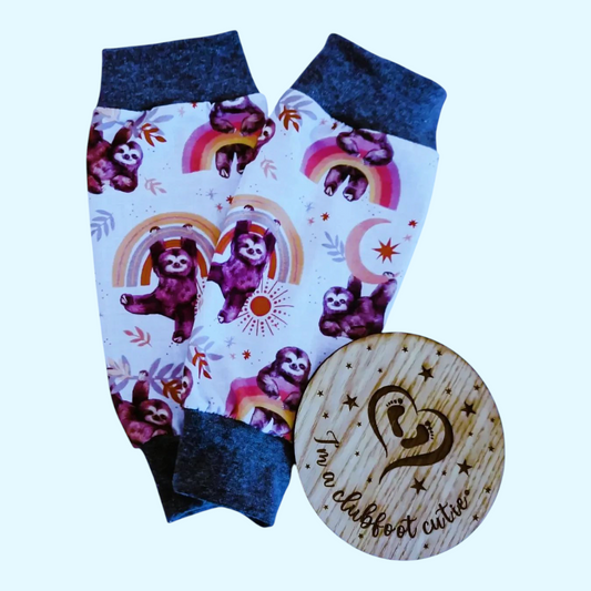Clubfoot cast cover leg warmers - Sloths & Rainbows