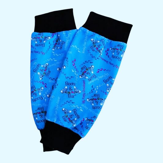 Clubfoot cast cover leg warmers - Signature fabric blue