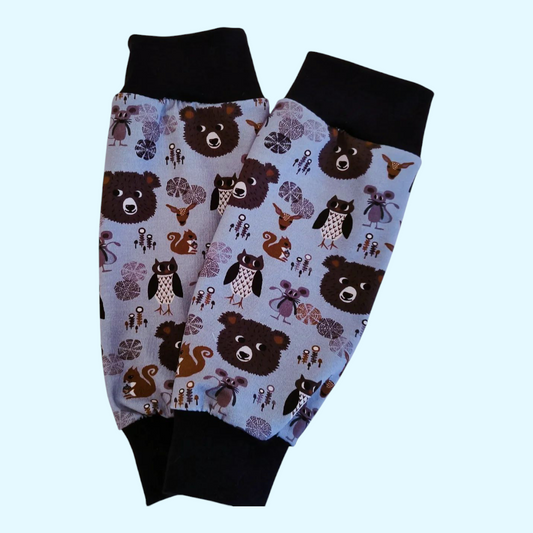 Clubfoot cast cover leg warmers - Bear owls woodland animals