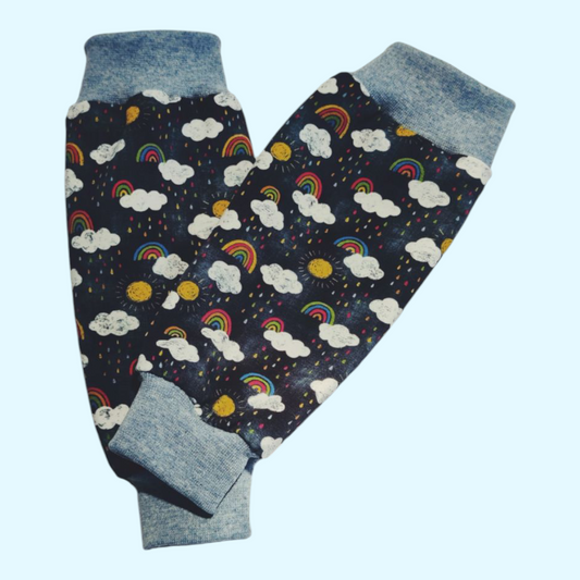 Clubfoot cast cover leg warmers - Clouds & Rainbows