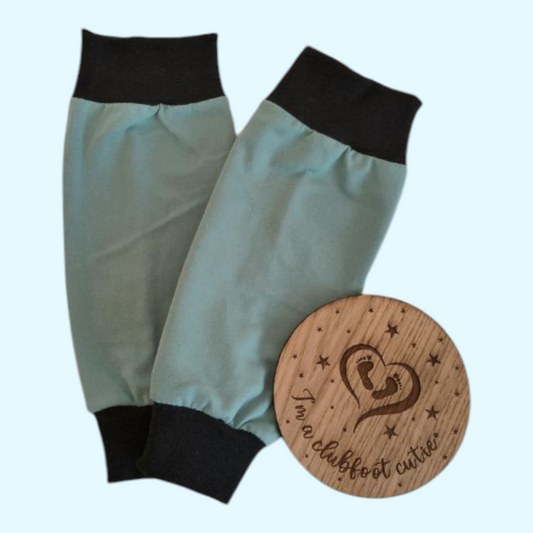 Clubfoot cast cover leg warmers - Duck egg blue plain