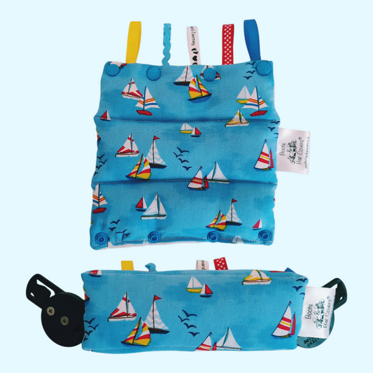 Yachts at sea with birds