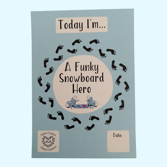 Clubfoot Milestone Cards Individual - A funky snowboard hero