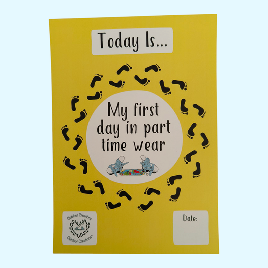 Clubfoot Milestone Cards Individual - My first day in Part time wear