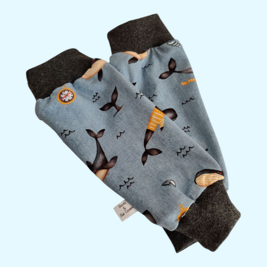 Clubfoot cast cover leg warmers - Whales