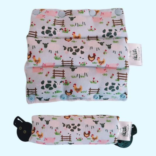 Farm animals on light blue