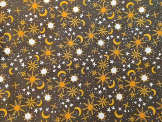 Sun moon stars on grey brown
