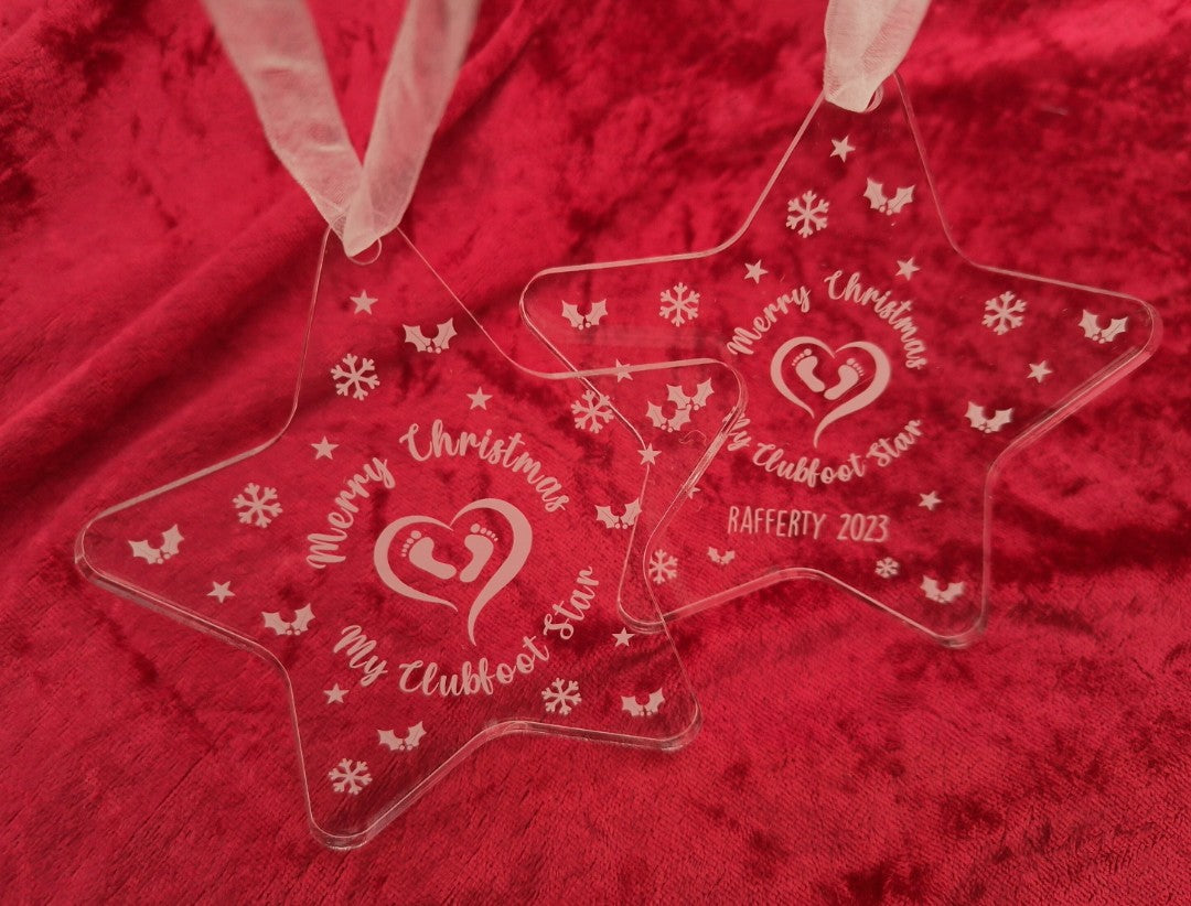 Christmas Personalised Clubfoot star decoration