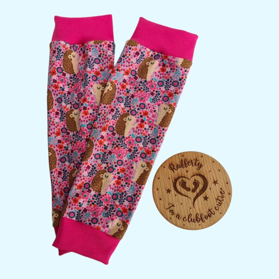 Clubfoot cast cover leg warmers - Floral Hedgehogs