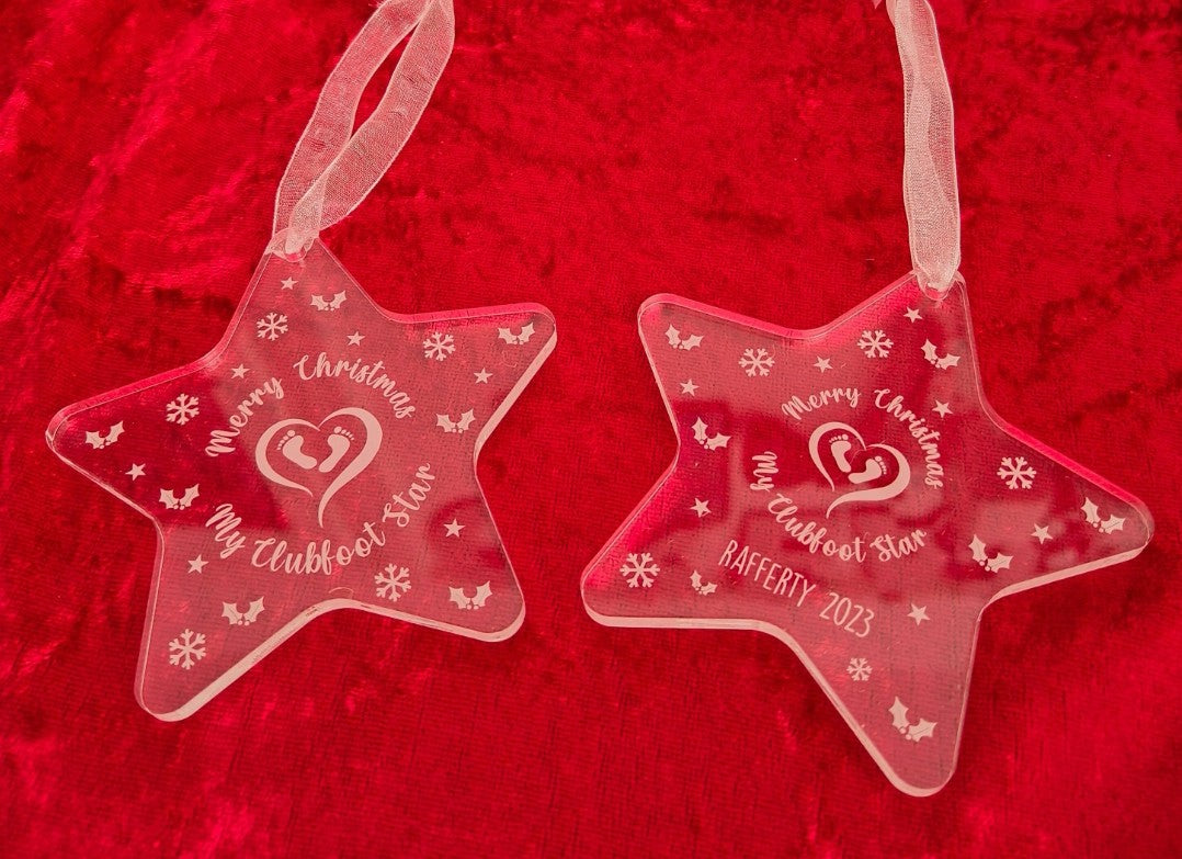 Christmas Personalised Clubfoot star decoration