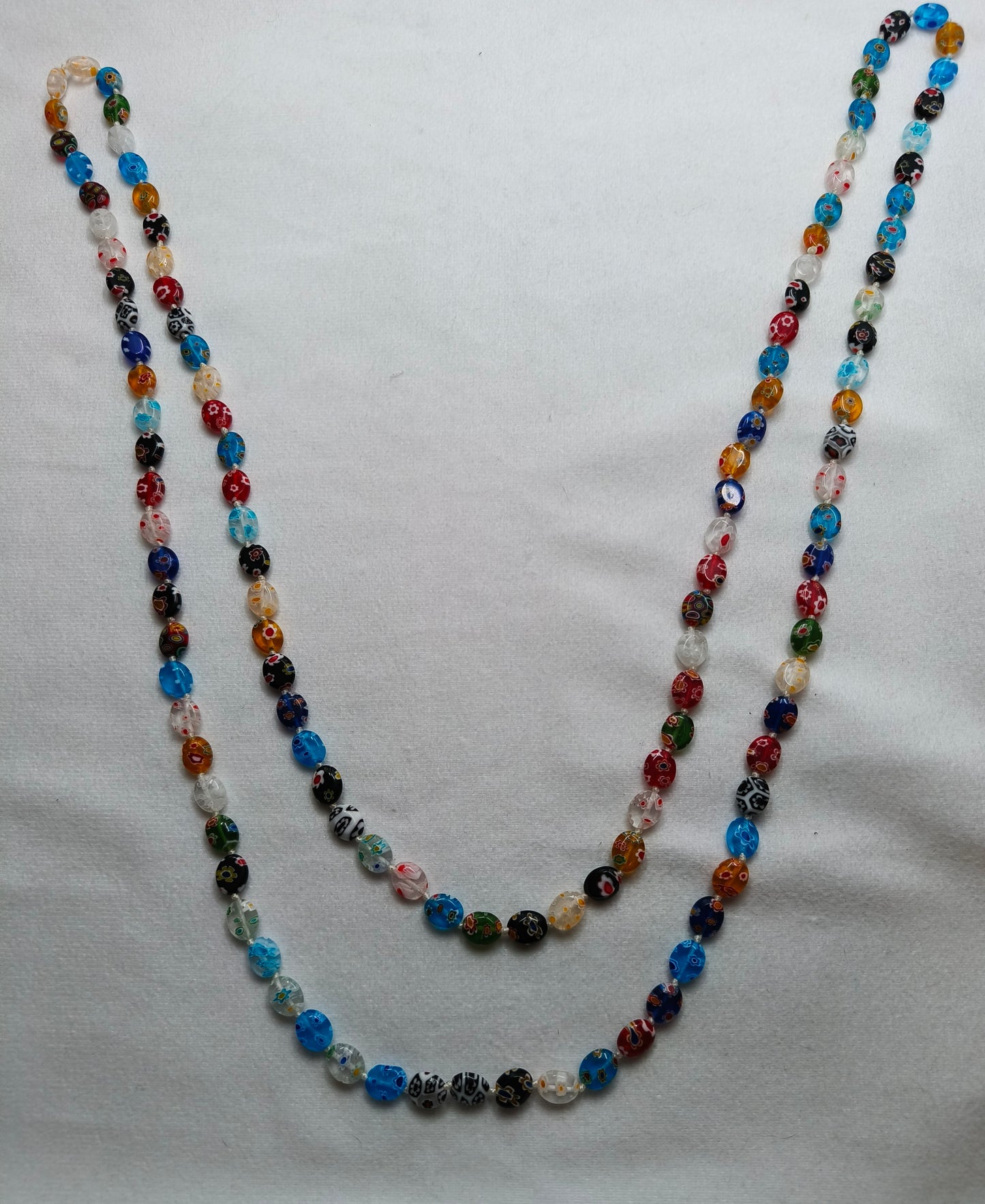 Italian Millefiori glass bead necklace, double length