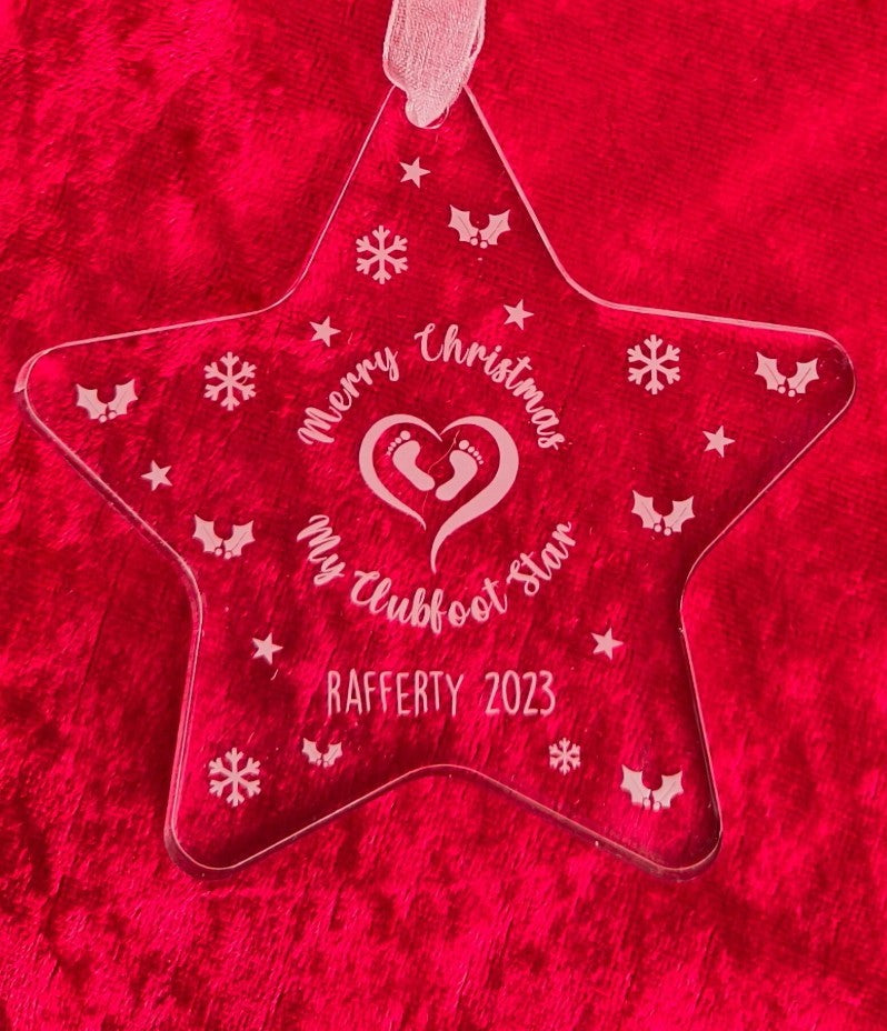 Christmas Personalised Clubfoot star decoration