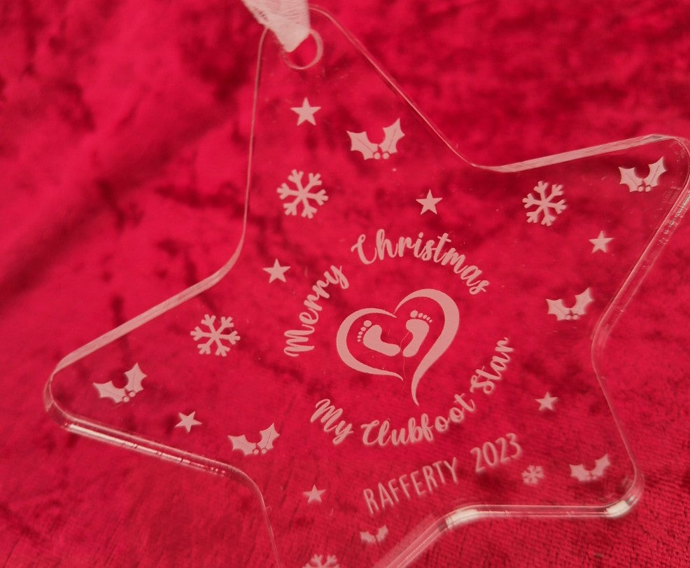 Christmas Personalised Clubfoot star decoration