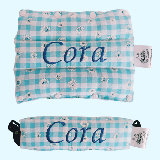 Floral gingham daisy blue