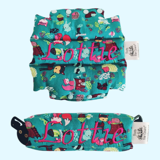 Forest animals on teal