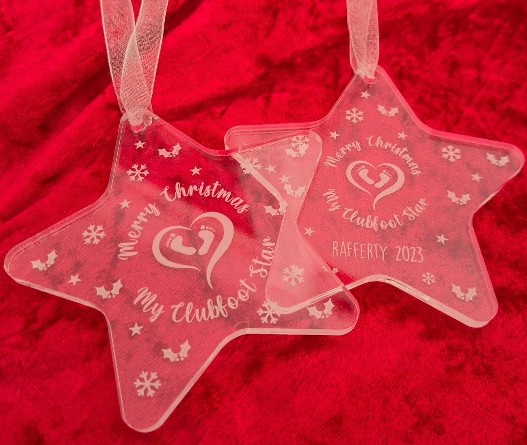 Christmas Personalised Clubfoot star decoration