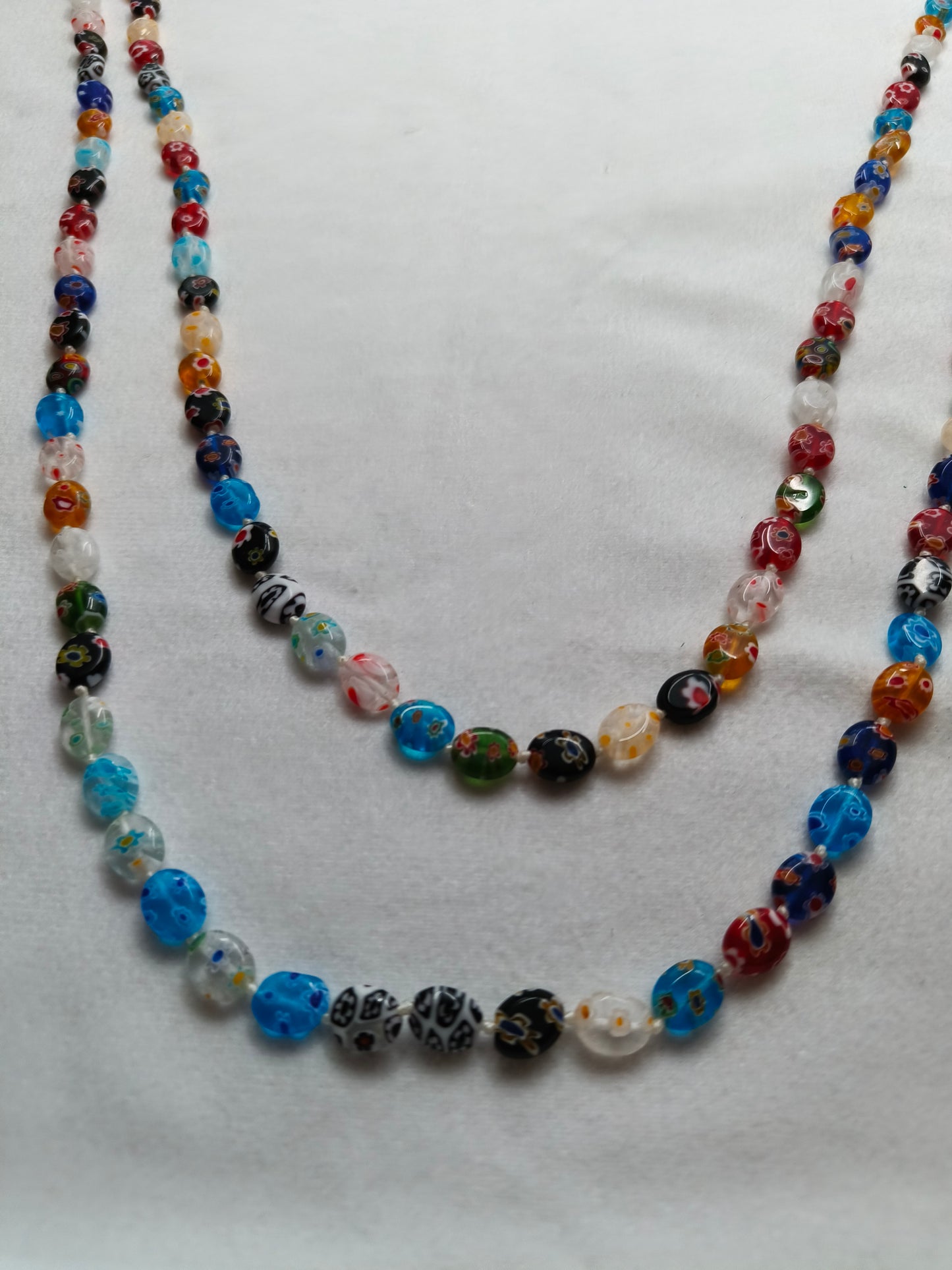 Italian Millefiori glass bead necklace, double length
