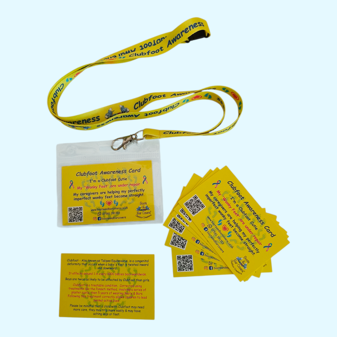 Clubfoot Awareness cards x10 plus lanyard & wallet