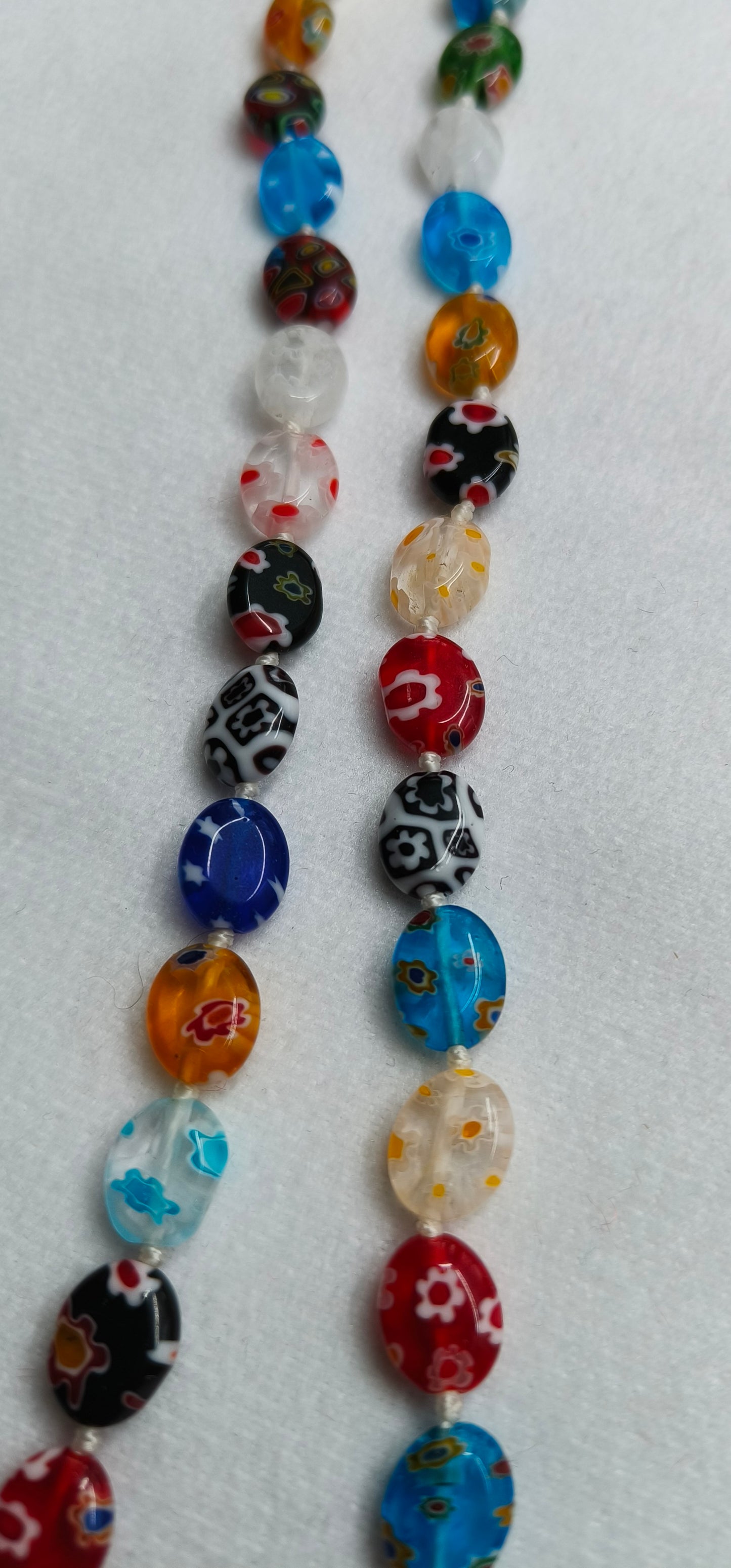 Italian Millefiori glass bead necklace, double length