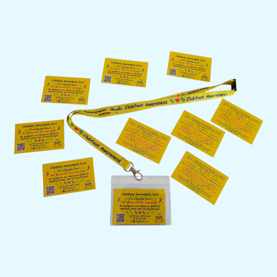 Clubfoot Awareness cards x10 plus lanyard & wallet