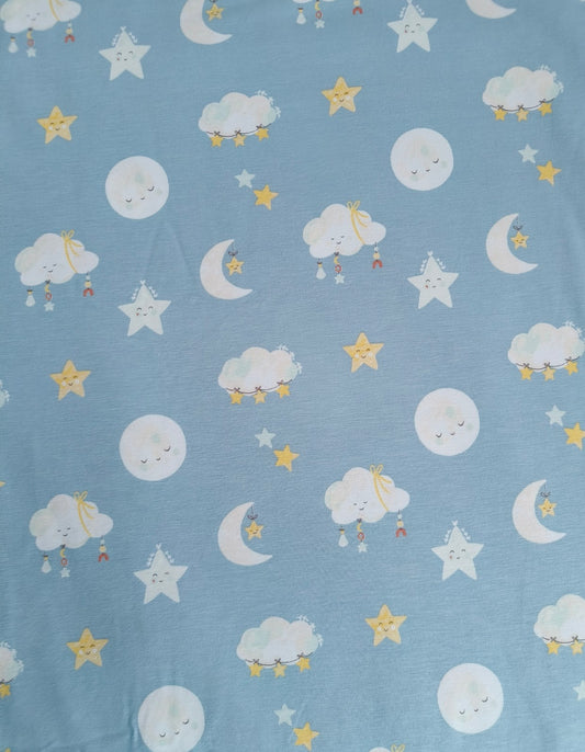 Clubfoot cast cover leg warmers - Moon & stars on blue