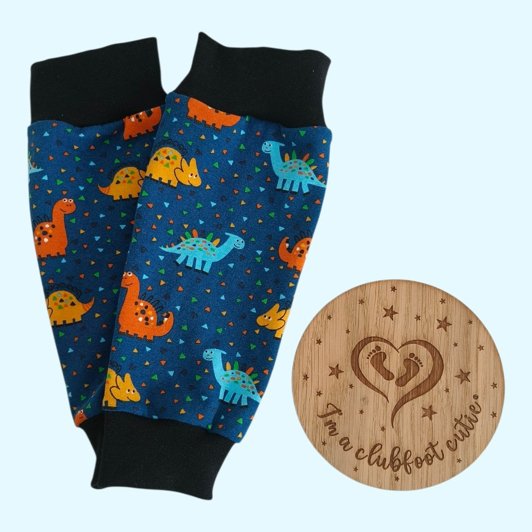 Clubfoot cast cover leg warmers - Colourful Dinos