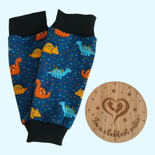 Clubfoot cast cover leg warmers - Colourful Dinos
