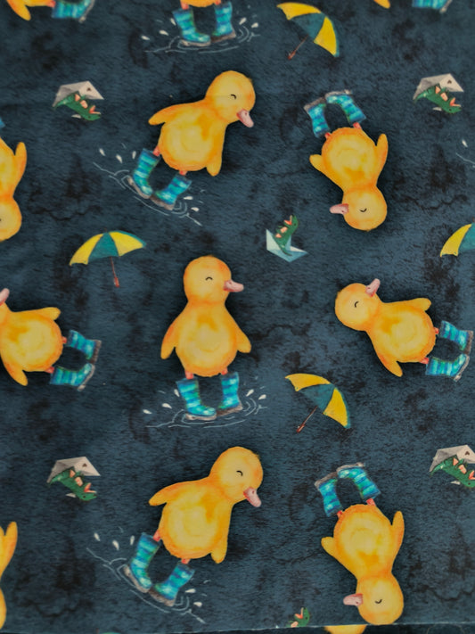 Ducks in wellies soft shell fabric