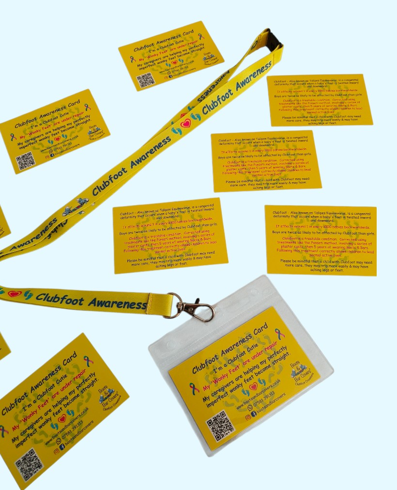 Clubfoot Awareness cards x10 plus lanyard & wallet