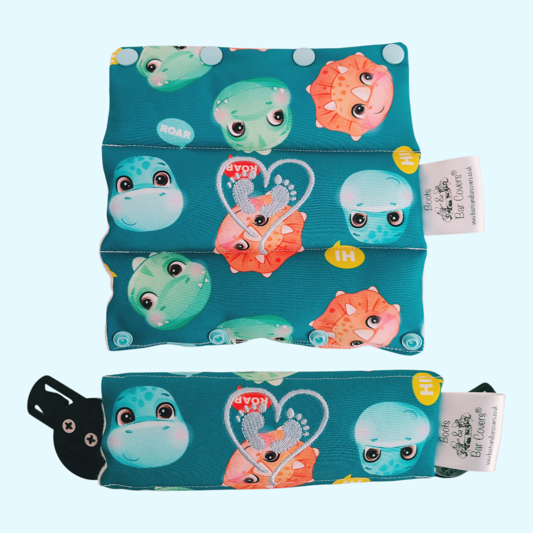 Dino faces soft shell fabric