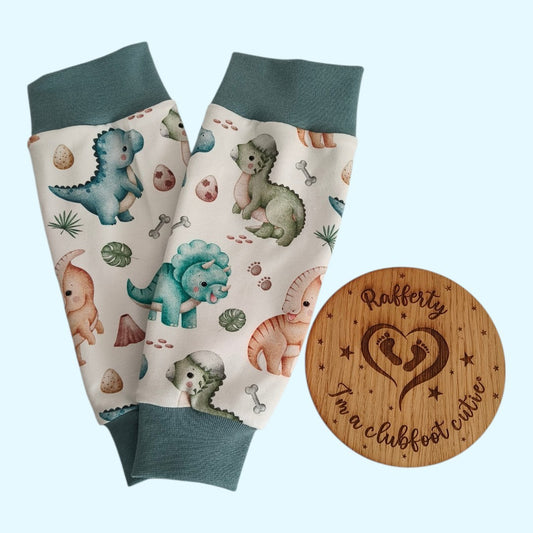Clubfoot cast cover leg warmers - Cute Dinosaurs